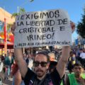 Manifestación en Tijuana para exigir la libertad de Irineo Mujica y Cristóbal Sánchez. Foto: Cortesía 