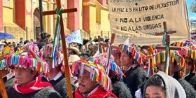 Peregrinación por los 100 años del natalicio del obispo Samuel Ruiz García, y para exigir justicia por el asesinato del padre Marcelo. Foto: Ángeles Mariscal